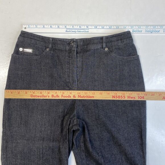 St. John Sport Straight Leg Jeans Sz 8 Womens High Rise Dark Gray Stretch Short - Picture 2 of 14